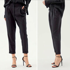 Nili Lotan 8 Montana $495 Virgin WOOL Dress Pants High Rise Crop Black NWT